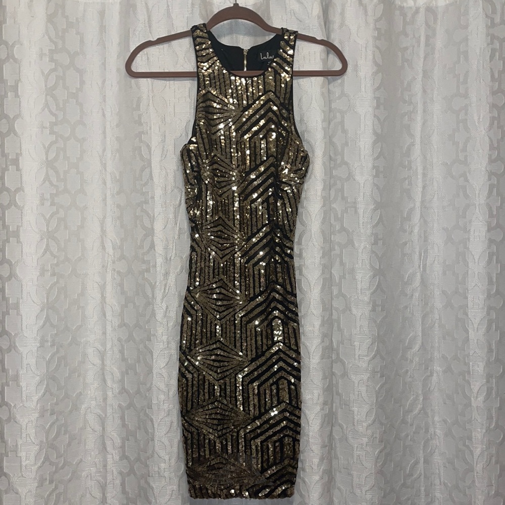 Lulus gold & black sparkly dress size XS